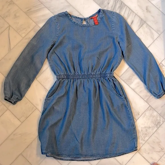 knee length dresses for ladies KIDPIK Girls Sleeveless Tiered Denim Dress, Size: 2T